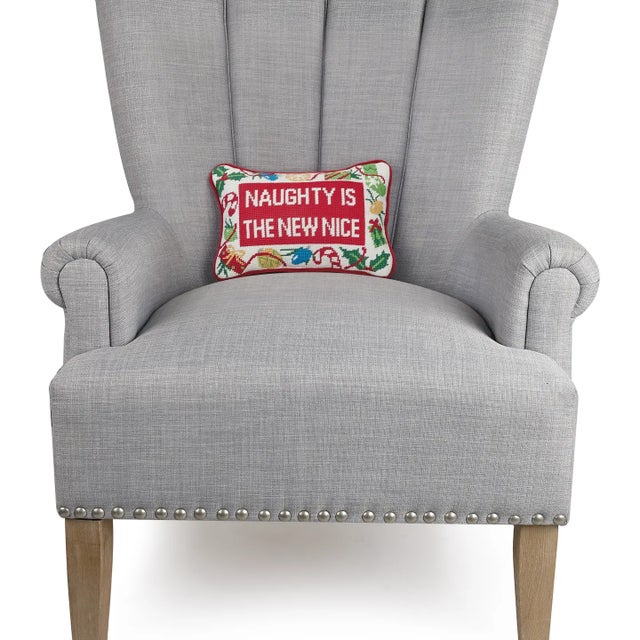 The Naughty Is The New Nice Needlepoint Holiday Pillow A festive way to spruce up your home for the holidays or would make...