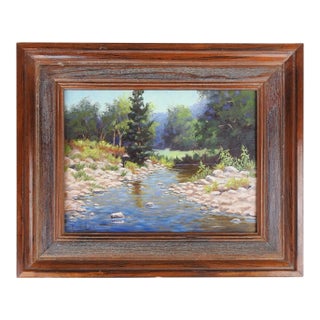Contemporary Wilderness Forest Stream Landscape Painting For Sale