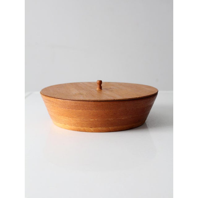 Vintage Handmade Wood Bowl With Lid For Sale - Image 6 of 10