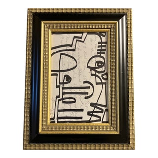 Contemporary Original Wayne Cunningham Abstract Ink Drawing Signed Framed For Sale