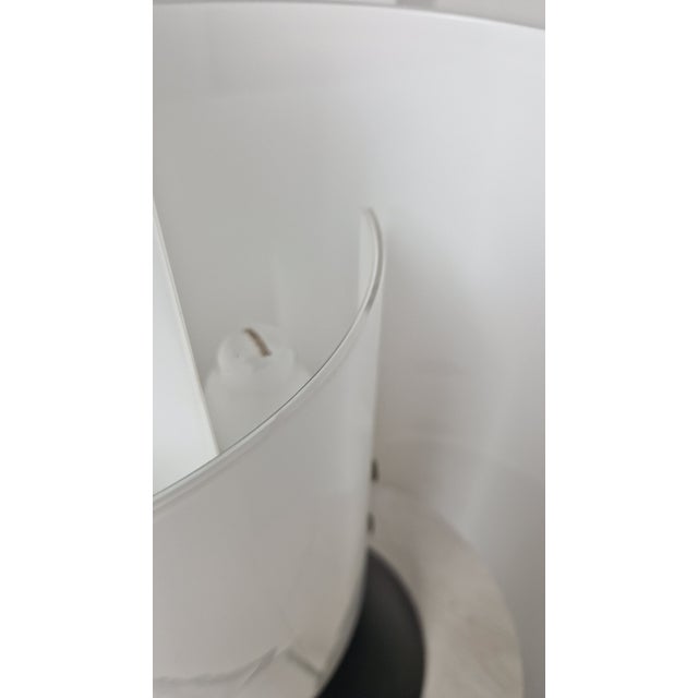 1970s Table Lamp with 3-Blade Model in Milk Glass and Embossed Iron Base, 1970s For Sale - Image 5 of 13
