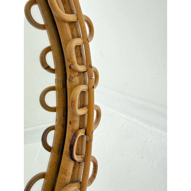 Italian Round Rattan and Bamboo Wall Mirror from Franco Albini, 1950s For Sale - Image 10 of 13