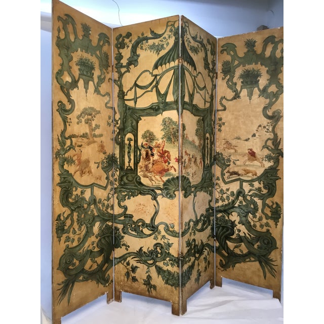Baroque 19th Century European Hand Painted Dressing Screen For Sale - Image 3 of 13