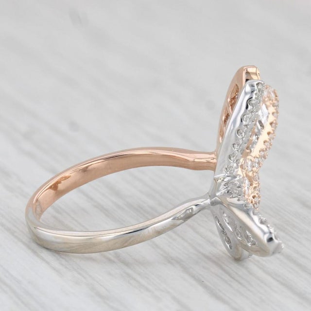 White 2.18ctw Diamond Butterfly Ring 18k White Rise Gold Size 6.5 Adjustable For Sale - Image 8 of 8