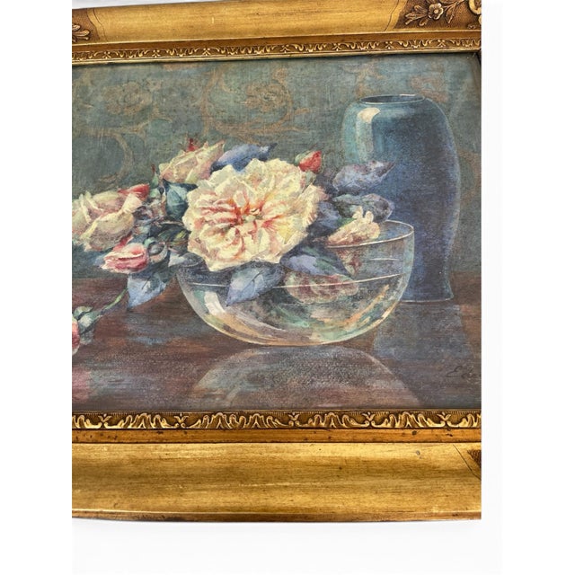 Superb late 19th century watercolor behind glass in original gilded frame by Emmeliene De Surmont signed lower right...