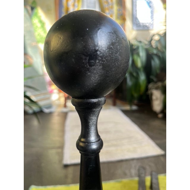 Antique Cast Iron Federal Style Andirons—A Pair For Sale - Image 4 of 6