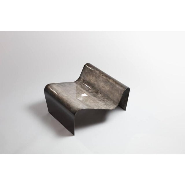 Geometric lunaire armchair by jennifer midoz dimensions: d 67 x w 63 x h 38 cm materials: marble-effect patinated brass....