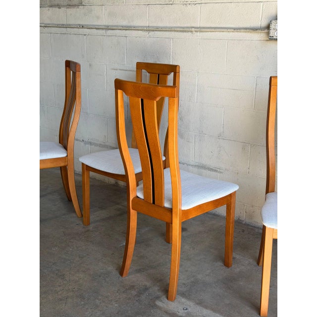 In Style of Skovby Teak High-Back Upholstered Dining Chairs Set of 4 Danish Vintage 1980s For Sale - Image 9 of 9