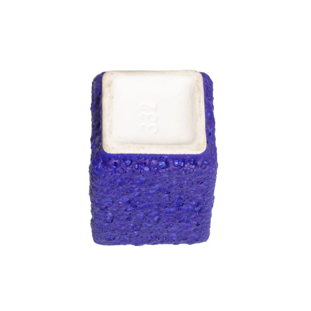 West German Blue Fat Lava Cube Vase by Silberdistel For Sale In Indianapolis - Image 6 of 7