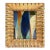 Contemporary Navy Blue Abstract Oil Painting in Vintage Gold Ripple Frame For Sale