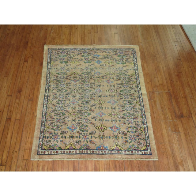 Late 20th Century Antique Persian Mahal Square Wool Foyer Size Rug - 5' x 6'2" For Sale - Image 5 of 6