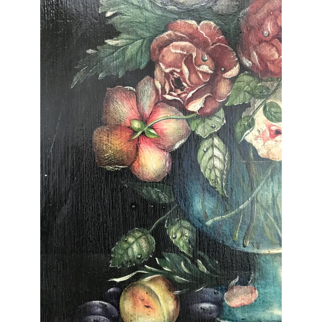 Framed Painted Floral Flowers Still Life on Board For Sale - Image 10 of 13