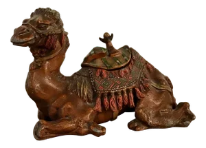 Antique Anglo-Indian Styled Cast Metal Camel Inkwell Sculpture