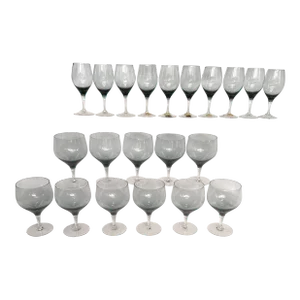 Royal Moselle Blue Nova Smoke Water and Wine Glassware Drinkware Set, Made in Austria- 21 Pieces Large Set Barware