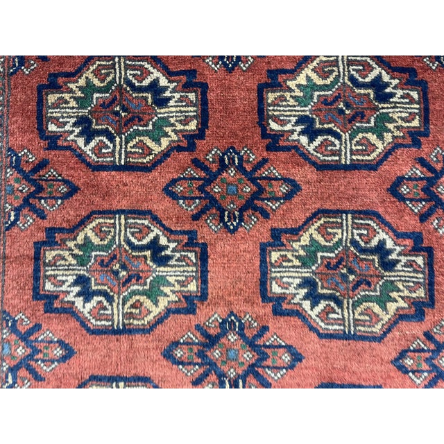 Red Turkmen Philpa Wool Area Rug, Tribal Geometric Medallion Design For Sale - Image 10 of 17