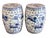 Chinoiserie Porcelain Blue and White Dancing Foo Dogs Garden Stools - A Pair For Sale - Image 4 of 7