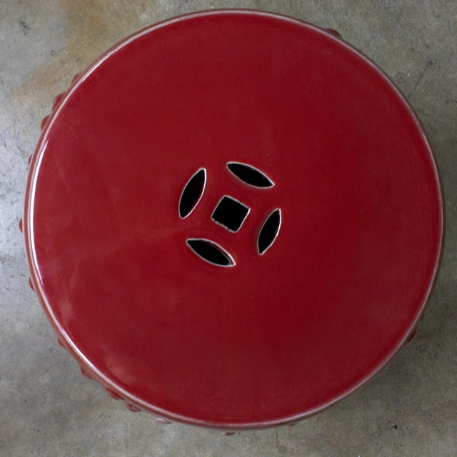 Late 20th Century Traditional Asian Garden Stool or Plant Stand From Gumps Oxblood Glazed Ceramic For Sale - Image 9 of 18