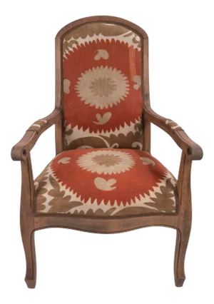Boho Chic Suzani Embroidered Bergere Chair