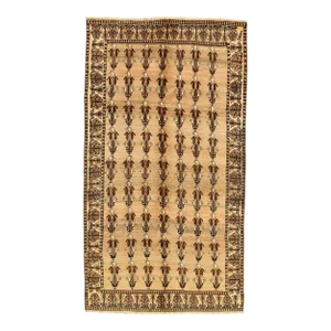 Gabbeh Rug 5'5'' X 9'9'' Beige Wool Vintage Tribal Hand-Knotted Oriental Carpet