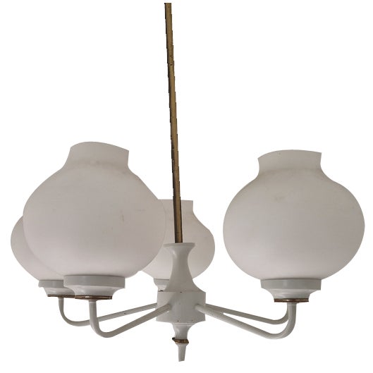 Mid-Century Tulip Glass Chandelier, 1950s For Sale