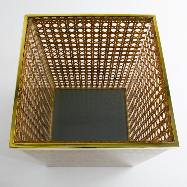 Christian Dior Desk Waste Basket in Metal, Lucite and Rattan, Circa 1970 For Sale In Atlanta - Image 6 of 9