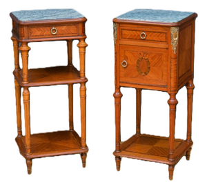 French Satinwood Bedside Tables, 1900s, Set of 2