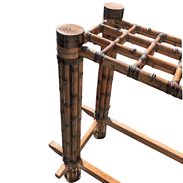 Mid-Century Rattan & Bamboo Console Table in the Manner of McGuire Furniture For Sale - Image 9 of 10