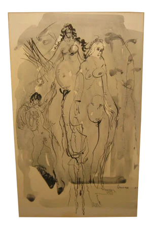 1953 Nude Mid Century Modern Surreal Abstract Painting by Anthony Triano