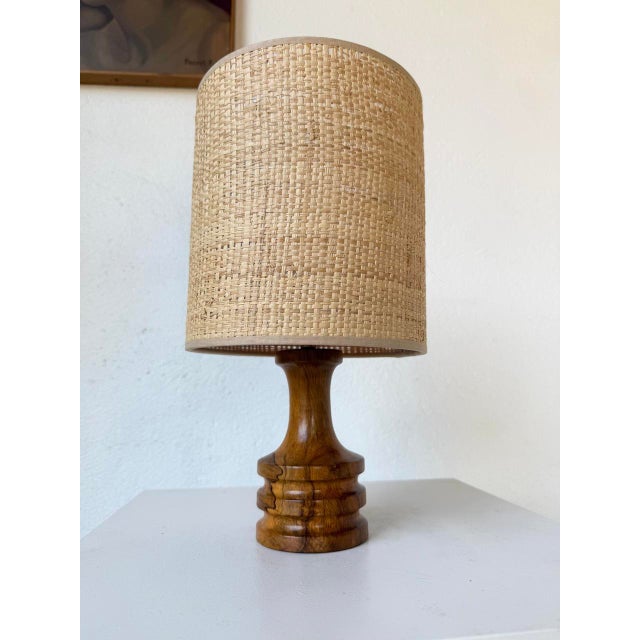 Wood Turned Olive Wood Table Lamp, 1950s For Sale - Image 7 of 17