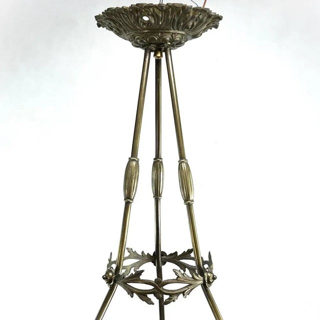 Art Deco Orange and White Pendant Light attributed to Schneider, 1930s For Sale - Image 10 of 12