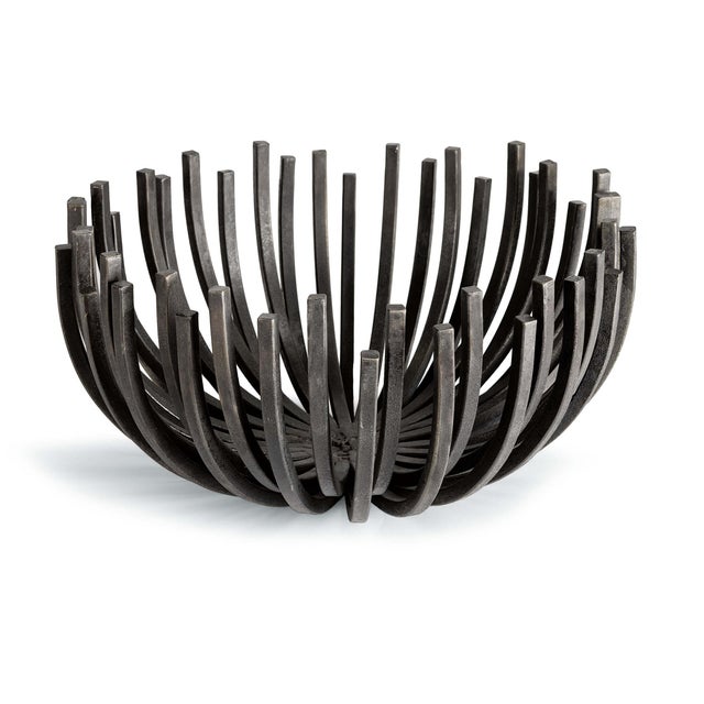 Metal Regina Andrew Modern Webbed Bowl Circle Blackened Iron For Sale - Image 7 of 7