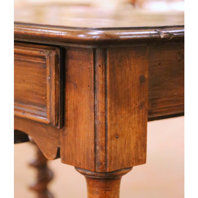 18th C. French Louis XIII Walnut Table Desk With Barley Twist Legs and Drawer For Sale - Image 9 of 17