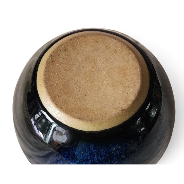 Vintage Dark Indigo Blue Bulbous Formed Pottery Vase, 1980s ~ Unmarked For Sale In New York - Image 6 of 10