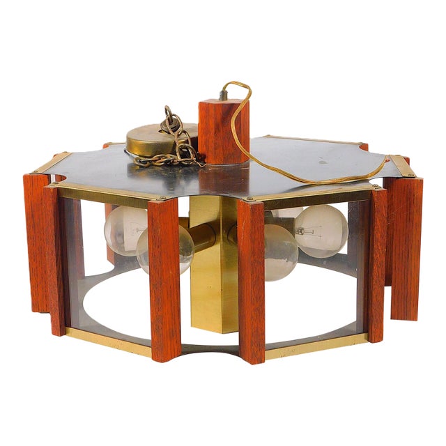 1970s Mid-Century Modern Fredrick Ramond Hexagonal Chandelier For Sale