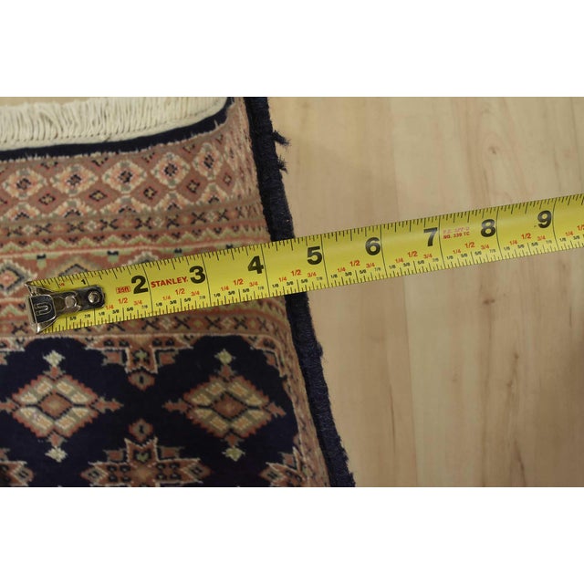 Bokhara Jaldar Rug 4’2” X 6’2” Blue Wool Tribal Hand-Knotted Oriental Carpet For Sale - Image 10 of 12