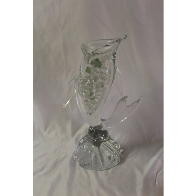 Italian Mouth Blown Clear Fish Vase For Sale - Image 10 of 11