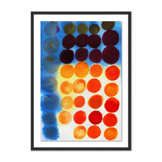 Contemporary Dot Sunrise by Gold Rush Art, Art Print in Black Frame, Large For Sale - Image 3 of 3