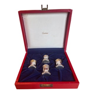 Viintage Cartier Salt & Pepper Shakers Sterling Silver - 4pcs With Original Box For Sale