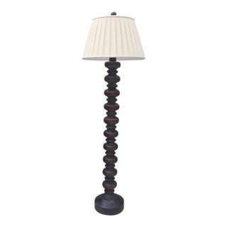 Large Turned Wood Floor Lamp. For Sale