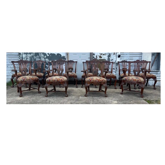 Great set of 12 19th-century Irish dining chairs with a 19th- early 20th century label from an antiques dealer in Dublin....