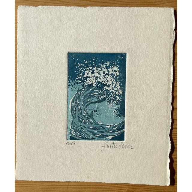 Ginette Sexer (1913-2015) Wave of Flowers Original color etching Signed in pencil Proof proof On wove paper, 15 x 18 cm...