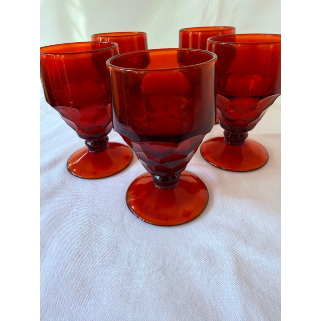 Ruby Red 1960s Viking Mid Century, Georgian Low Footed Goblets - Set of 5 For Sale - Image 8 of 8