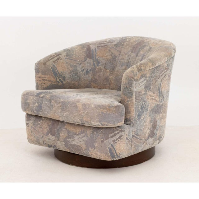 Pair of Milo Baughman Style Barrel Swivel Arm Chairs For Sale - Image 10 of 11