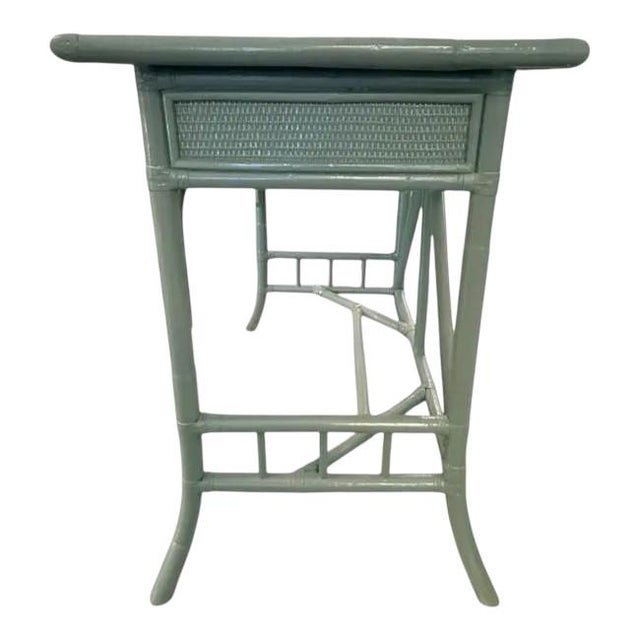 Wood Pair of Vintage Painted Rattan Side Tables / Nightstands With Drawers For Sale - Image 7 of 8