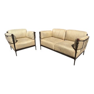 Vintage Michael Taylor Montecito Style Lounge Chair & Loveseat Set For Sale