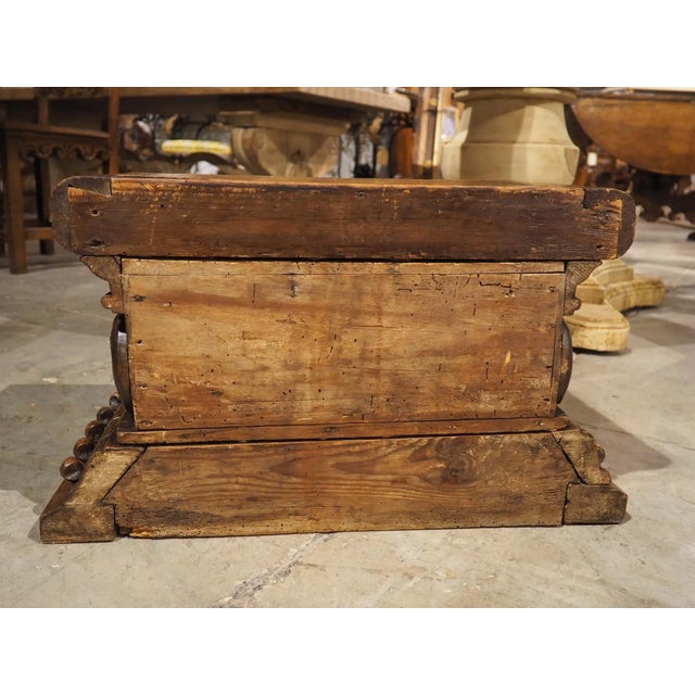 17th Century Oak Carved Socle Pedestal From Northern Italy For Sale - Image 11 of 17