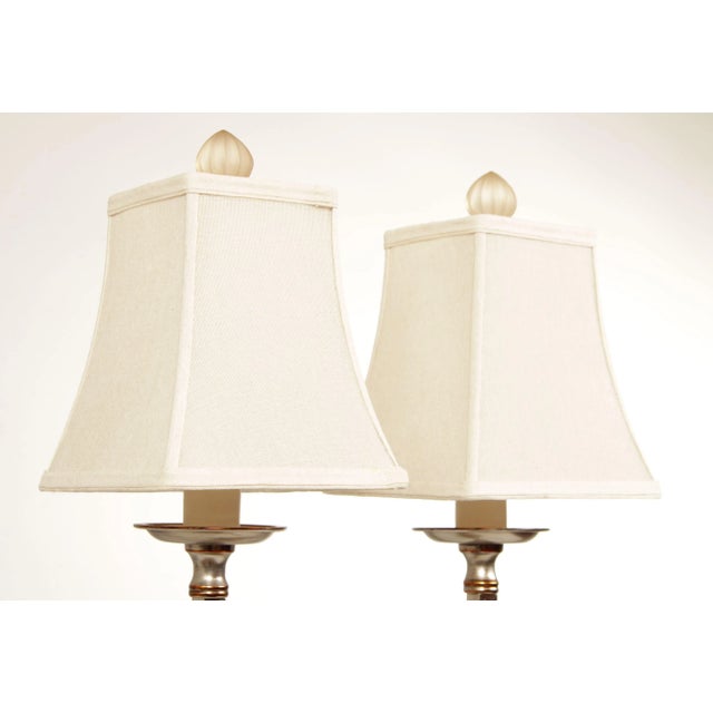 Metal 1990s Neoclassical Style Chrome Two-Light Table Lamps (F) - A Pair For Sale - Image 7 of 13