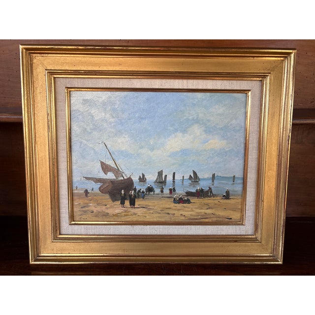 Gérard Roux / Rouxe, Beach Scene in Normandy, 1960s, Oil on Panel, Framed For Sale - Image 14 of 14