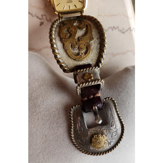 1970s 1970s Western Watch Sterling Silver Leather Band For Sale - Image 5 of 18