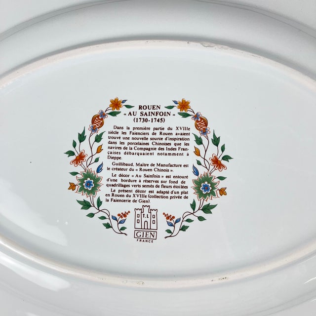 Large Vintage Oval Platter from Gien, 1990 For Sale - Image 6 of 8